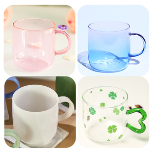 Tazza <span class=keywords><strong>da</strong></span> Caffè <span class=keywords><strong>in</strong></span> <span class=keywords><strong>Vetro</strong></span> <span class=keywords><strong>Borosilicato</strong></span> Personalizzata, Colorata e Resistente al Calore, con Manico per Uso Domestico - Product Image 6