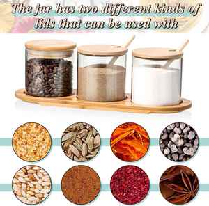 <b>Kitchen</b> <b>Storage</b> Organizations Bamboo Spice Rack Organizer Set with Glass Spice Containers and Bamboo Lids - Product Image 4