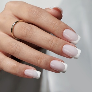 XCOATTIPS Faux Ongles Courts Carrés X-Coat à Presser – Vente en Gros pour Professionnels – French Blanc en Gel Souple Plus Épais - Product Image 1