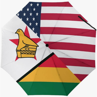 Parapluie Automatique de Haute Qualité à Ouverture et Fermeture Entièrement Automatiques, Motif Drapeau National Créatif, Option Cadeau Universelle Zimbabwe Multi-Couleurs