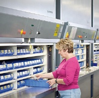 Entrepôt industriel robuste boulon vis pièces stockage cueillette en plastique empilable plateau étagère bacs