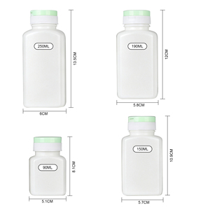 Flacon carré en plastique HDPE, bouchon à clapet bicolore, flacon vide pour comprimés, capsules, vitamines, compléments alimentaires, emballage pour produits de santé - Product Image 6