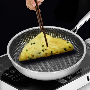Poêle à frire <span class=keywords><strong>en</strong></span> acier inoxydable mini de 22 cm avec couvercle <span class=keywords><strong>en</strong></span> <span class=keywords><strong>verre</strong></span> pour cuisinière à induction, capacité de 2,0 à 3,0 L, revêtement PTFE, facile à nettoyer, écologique - Product Image 5