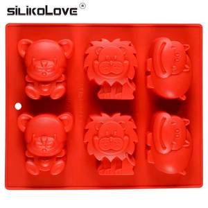 Molde de Silicona para Pastel de MUYULINS, 6 Cavidades, con Forma de Animales de Dibujos Animados (Hipopótamo, León, Oso), Antiadherente, Libre de BPA, con Certificación LFGB Platinum - Product Image 2
