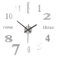 Horloge murale numérique moderne 3D en acrylique silencieuse, écologique, ronde, autocollante, décorative pour la maison, style nordique de luxe