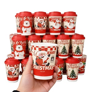 Mezcla Personalizada de 5 Diseños, Vasos de Papel de Doble Pared de 12 oz/360 ml, Vasos Desechables para Café Navideños, Vasos de Papel para Té con Leche Caliente de 16 oz con Tapa - Product Image 3