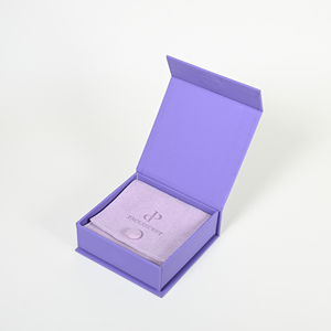 PackSecret Your Own Logo Luxury Custom Purple Flip <b>Magnetic</b> Necklace Jewelry Gift Boxes With <b>Button</b> Jewelry Pouches Set - Product Image 3