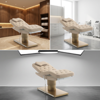 Ensemble de lit de beauté électrique moderne et élégant, base métallique de luxe, table de massage facial pour salon de beauté et spa, chaise réglable en hauteur pour extensions de cils