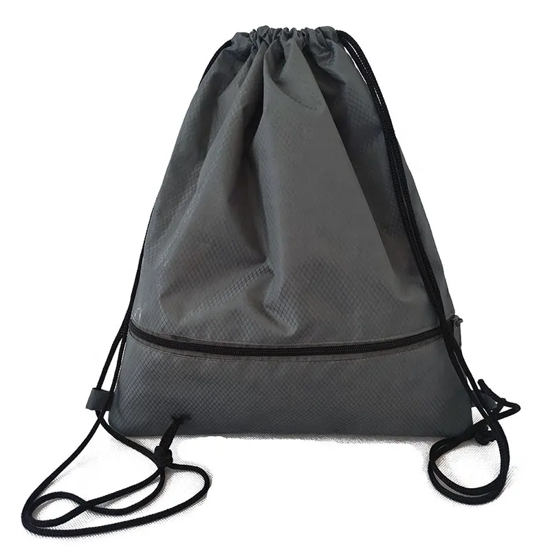Promotional 420D nylon waterproof drawstring backpack polyester sports storage drawstring bag with custom logo