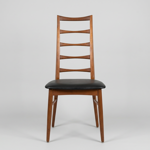 Premium Solid Timber Dining <b>Chair</b> Contemporary <b>High</b> Ladder Backrest <b>Black</b> Fabric Cushioned Accent Seating Restaurant - Product Image 1
