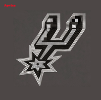 Patchs thermocollants personnalisés en strass avec logo de l'équipe de basketball des San Antonio Spurs, transferts en cristal de verre écologiques carrés pour vêtements