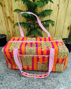 Top Selling Cotton Travel <b>Bag</b>, Handmade Quilted Fabric Duffle <b>Bag</b>, Block Printed Overnight <b>Bags</b>, Hand Luggage <b>Bags</b> for Women - Product Image 1