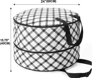 Round Buffalo Plaid Wreath <b>Storage</b> Containers Sturdy Oxford Christmas Wreath <b>Storage</b> <b>Bag</b> With <b>Zipper</b> and Handles - Product Image 5