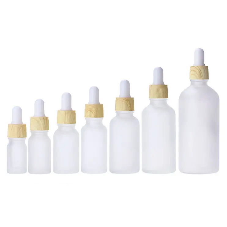 10 ml 30 ml 50 ml 100 ml mattiertes transparentes Glas Holzmaserung Ätherisches Öl Serum Glastropfflasche