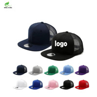 Casquette de baseball 6 panneaux Wins Flying avec patch en cuir brodé personnalisé, casquette en maille respirante confortable, casquette de camionneur pour les sports de plein air