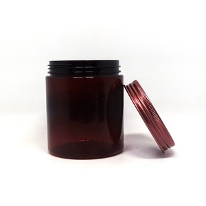 100ml-500ml <b>Empty</b> Amber PET Plastic <b>Jars</b> with Black Lid for Cosmetic Skin Care Loose Powder - Product Image 6