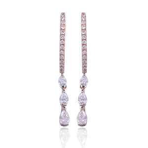 18K Rose Gold Natural <b>Diamond</b> Drop Hoop <b>Earrings</b> Pear Cut <b>Diamond</b> <b>Dangle</b> <b>Earrings</b> Luxury Fine Jewelry for Women - Product Image 3