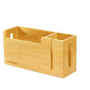 Wooden Garbage Bag <b>Storage</b> <b>Box</b> Rectangle Standing Type <b>Kitchen</b> Organizer Bamboo Wood Color - Product Image 3