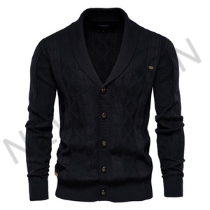 Customized High Quality Autumn and Winter Fashion Trend Men's Casual Solid Color V-neck Long Sleeve Knitted Cardigan - Product Image 3