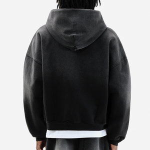 Felpa oversize con cappuccio comfort Custom nero Sun sbiadito da uomo con Zip up felpe con cappuccio stampate di qualità <span class=keywords><strong>molto</strong></span> meglio - Product Image 2