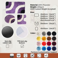 Ensemble de 3 tapis de bain en microfibre violette, antidérapant, absorbant rapidement, doux, pour le sol de la salle de bain et les toilettes