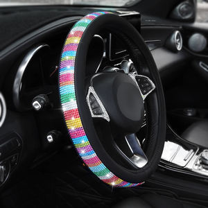 M4 قوس قزح الماس جلد غطاء عجلة القيادة مع بلينغ بلينغ كريستال الراين - Product Image 5