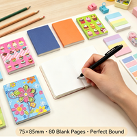 Mini carnet de notes portable vierge en PU personnalisable 75x85mm, reliure parfaite, 350g, laminé mat, 80 pages vierges, pour usage scolaire