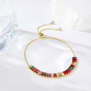 Bijoux de mode pour femmes en or rose plaqué or 18 carats, ajustables, tendance, minimalistes, avec zircon cubique coloré, pour mariage et fête - Product Image 2