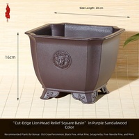 Maceta Cuadrada Grande de Resina Estilo Chino con Múltiples Orificios de Drenaje 150g para Escritorio, Soporte para Flores, Uso con Flores y Suculentas