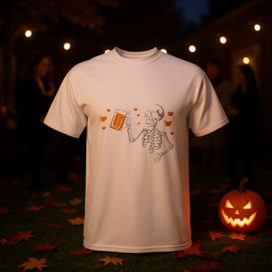 Camiseta de Halloween con estampado digital de manga corta y cuello redondo para adultos, unisex, con la frase "This Is My Costume Give Me A Beer Dad" - Product Image 2