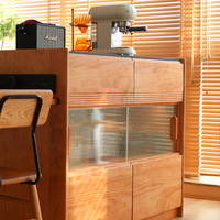 Table de salle à manger îlot en bois massif de style nordique pour petit appartement, avec rangement rétractable intégré et multifonctionnelle
