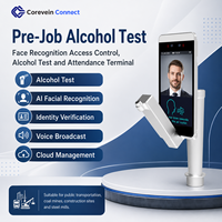 Corevein Connect CV-AT08F Penjualan Langsung Pabrik Mesin Tes Alkohol Napas yang Dapat Disesuaikan Pengenalan Wajah Kontrol Akses Ganda