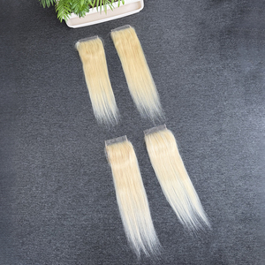 Closure en dentelle HD 4x4 5x5, cheveux brésiliens vierges 100% naturels, blonds raides, densité 150-200%, couleur 613 #   Couleur des cheveux raides - Product Image 6