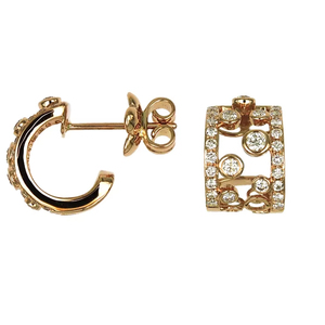 Pendientes de Botón Cuadrados Huecos de Oro Rosa de 18K con Diamantes Pavé, Joyería de Lujo, Hipoalergénicos, Accesorio para Mujer - Product Image 1