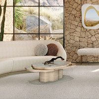 Table basse en pierre naturelle de style médiéval, fabriquée au Guangdong, pièce maîtresse artistique pour salon C2070, mobilier léger pour la maison