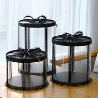 Boîte à gâteaux ronde en PET transparente pour cadeaux, gâteaux, boîte à gâteaux ronde transparente à motif cylindrique
