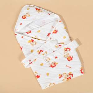 Pure Cotton Super <b>Soft</b> Muslin <b>Blanket</b> Breathable and Absorbent Newborn <b>Baby</b> Hooded Bath Towel - Product Image 6