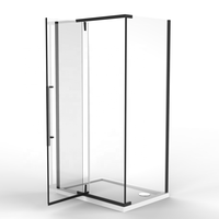Porte de douche à charnière noire, livraison directe d'usine, pas cher avec panneau latéral, porte de cabine de douche en verre, le plus populaire,