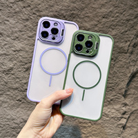 Support d'objectif d'appareil photo et coque transparente magnétique pour iPhone 16 11 12 13 14 15 17 Pro Max Plus