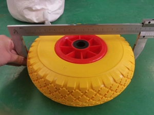 Pneu en mousse <span class=keywords><strong>de</strong></span> polyuréthane pleine <span class=keywords><strong>de</strong></span> 16 pouces (4.00-8) sans frein inclus, compatible OEM, <span class=keywords><strong>pour</strong></span> <span class=keywords><strong>brouette</strong></span> - Product Image 6