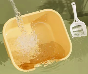 Halb geschlossene offene Katzen toilette mit Mülls chaufel, High Edge Cat Katzen toilette, tragbare Toiletten schüssel für Haustiere und Zubehör - Product Image 4