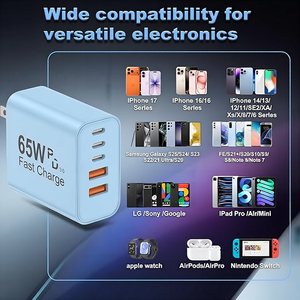 <span class=keywords><strong>Chargeur</strong></span> mural USB-C GaN 65W à 3 ports, adaptateur secteur PD à charge rapide pour téléphone, ordinateur portable, montre connectée, appareil photo, usage industriel - Product Image 6