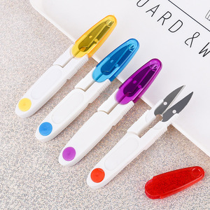 Cross Stitch Scissors With Cap Stainless Steel Spring Yarn Cutter For Sewing Craft Household Use Random Color - Product Image 1