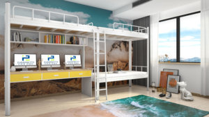 Moderno letto a soppalco con scrivania per collegio dormitorio soluzione di mobili contemporanei - Product Image 3