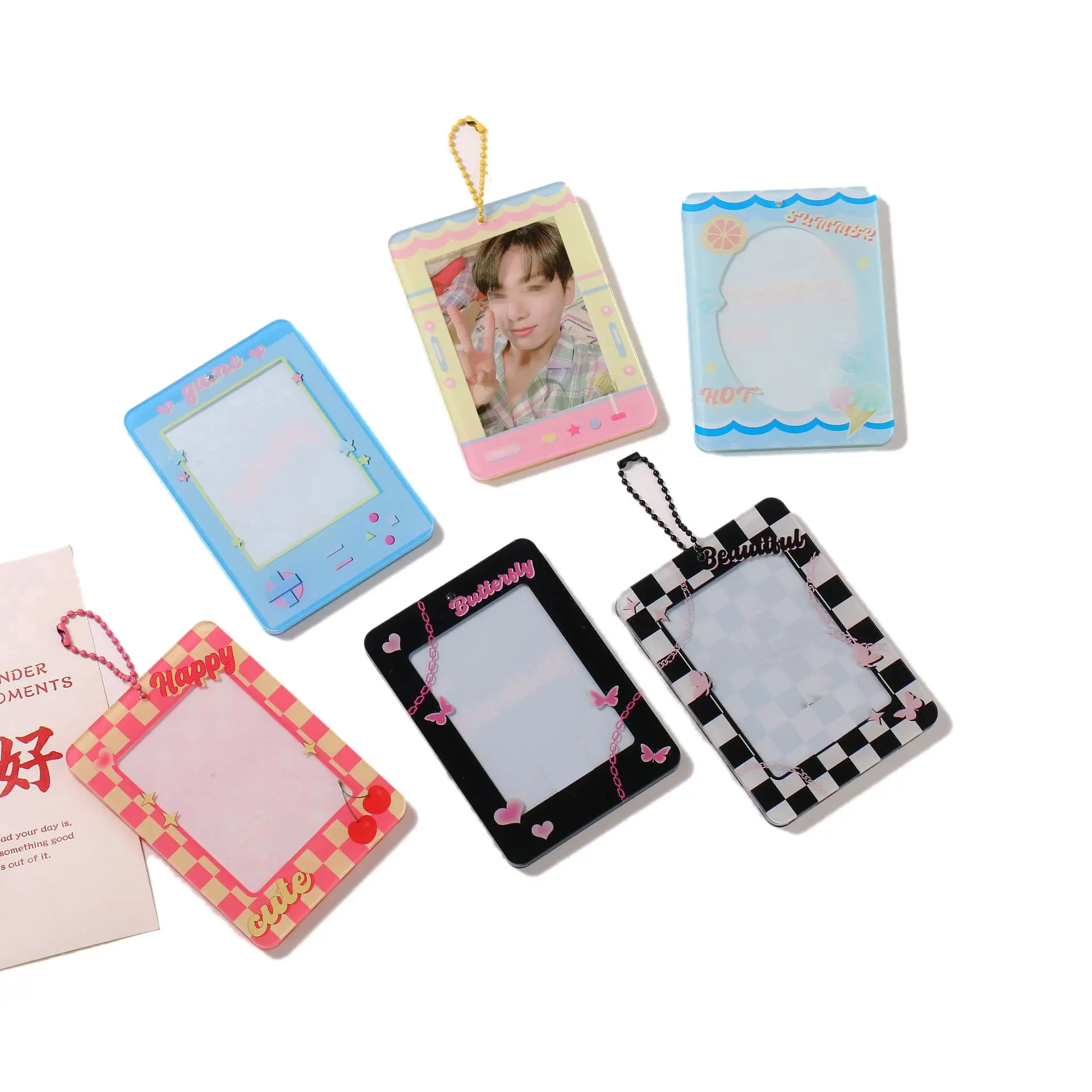 Portachiavi personalizzato con cornice per foto anime carino portachiavi in acrilico mini kpop album di fotocarte