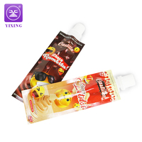 Emballage de sachet à bec verseur en plastique à trois côtés avec impression personnalisée, pour crème au chocolat, pâte, sauce, sachet à presser avec bec verseur