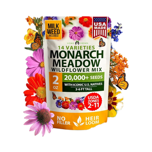 Home Grown 2oz Premium Monarch Butterfly Wildflower Mix 20000 Non-GMO Milkweed Flor a granel para jardines - Product Image 1