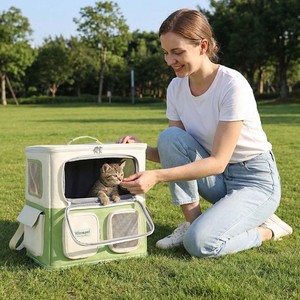 YBtoopet Cat <b>Carrier</b> With Trolley Handle Soft-Sided Breathable Large Capacity <b>Pet</b> Travel Bag For Cats Up To 5kg - Product Image 4
