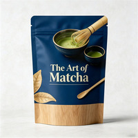 Sacs refermables personnalisés en papier kraft recyclable pour poudre de matcha de qualité alimentaire