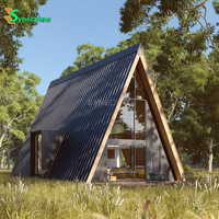 Villa extérieure triangulaire moderne de luxe écologique en acier, construite avec des panneaux sandwich, produit de conteneur maritime modifié
